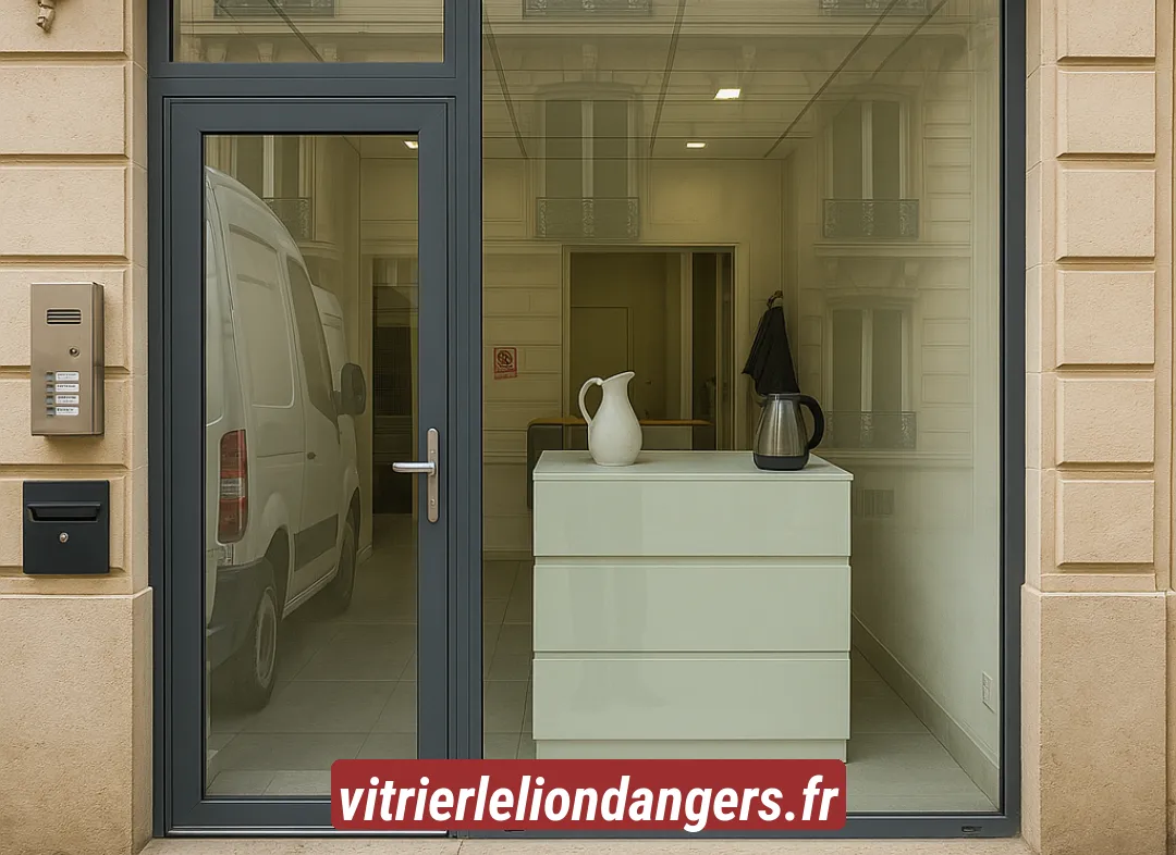 Façade vitrine de magasin en aluminium sur mesure à Le Lion-d'Angers